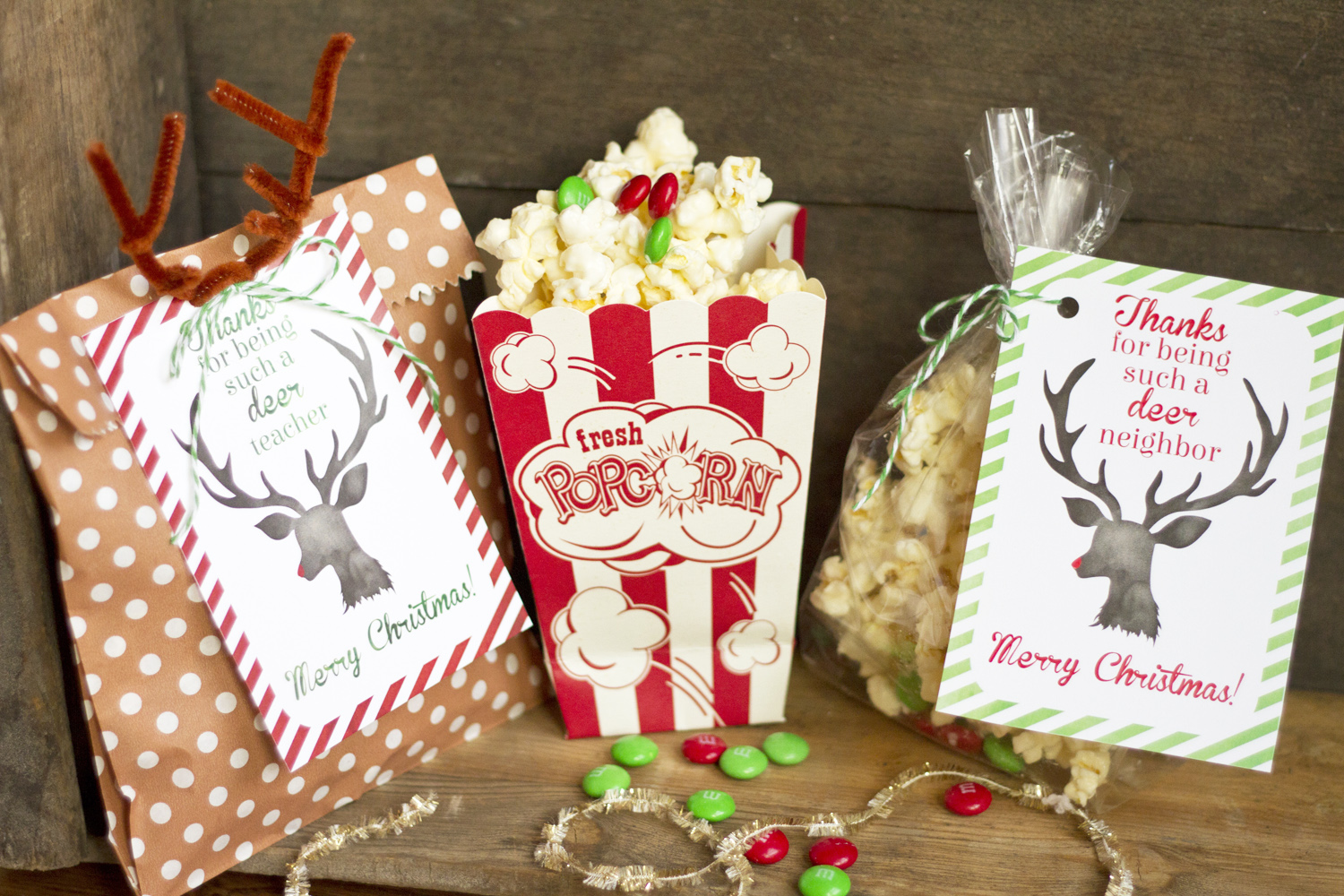 A Super Cute Free Deer Printable featured by Utah life and style blog, By Jen Rose: festive popcorn treats