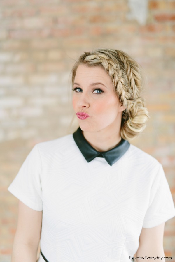 white dress with leather collar