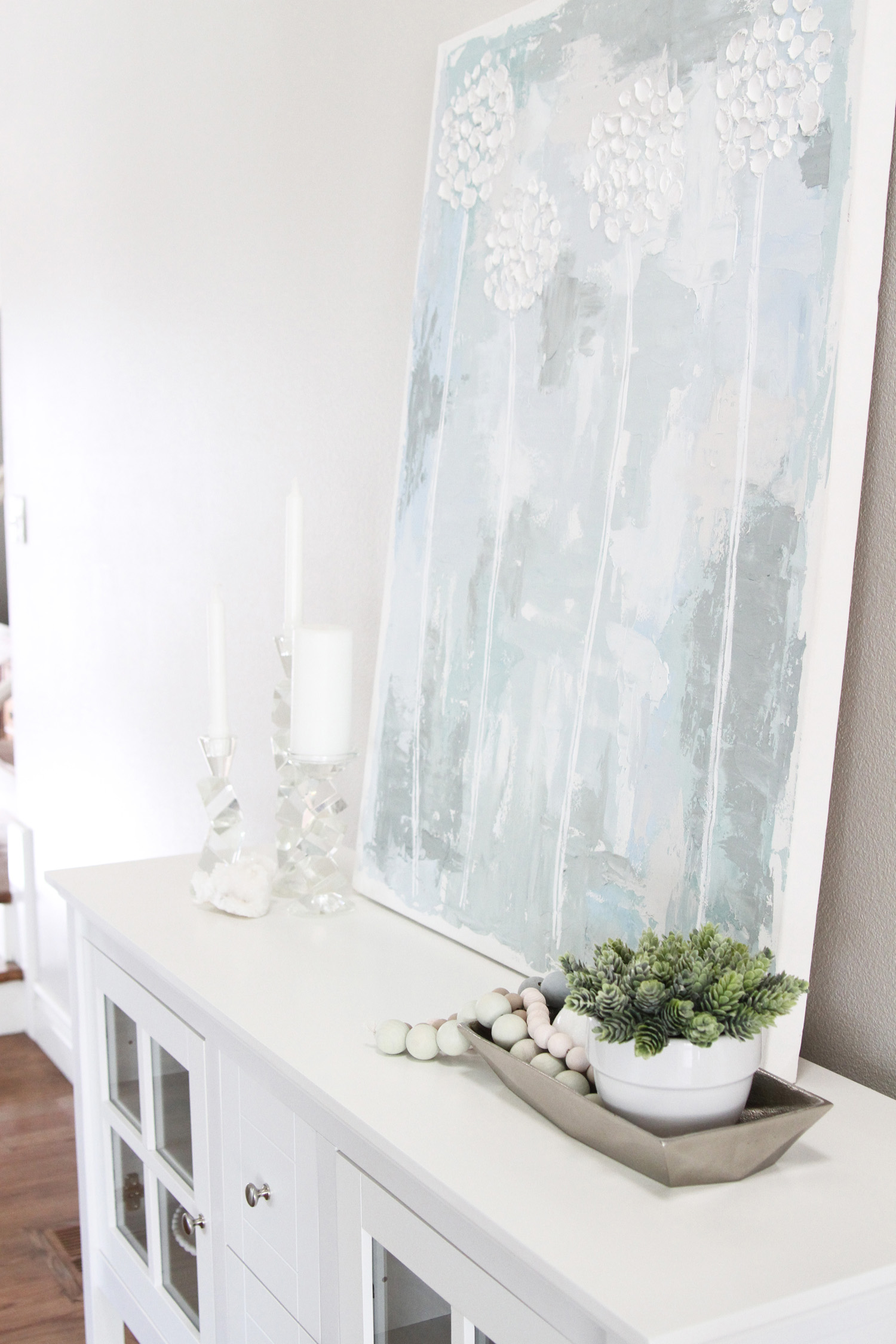 White Entryway Table by Utah lifestyle blogger By Jen Rose