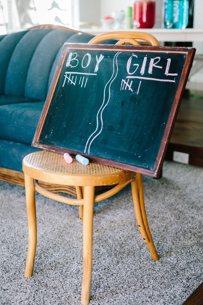 Simple Chalkboard Tally for Gender Reveal Party - Gender Reveal Party Ideas by Utah mom blogger By Jen Rose
