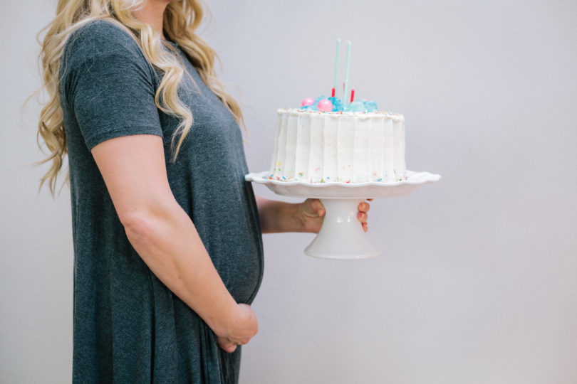 Simple cake for a gender reveal party. Throw on sprinkles, rock candy & gumballs. - Gender Reveal Party Ideas by Utah mom blogger By Jen Rose